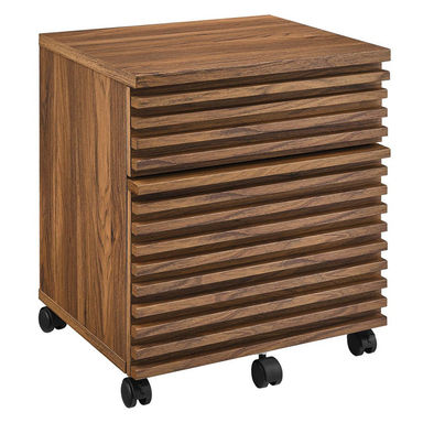 Modway Render Mid-Century Modern Office File Cabinet in Walnut