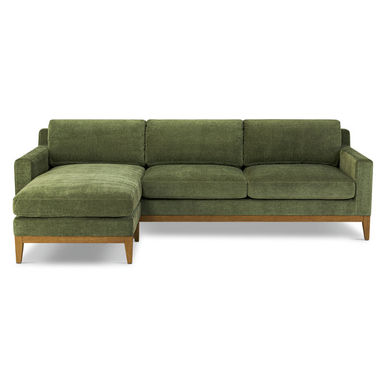 Dalijah Velvet Reversible Chaise Sectional In Distressed Green