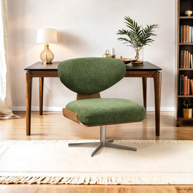 Nohl Swivel Home Office Desk Chair with Bentwood Back and seat