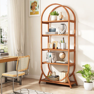 Mashari 5-Tier Arched Bookcase, Modern Freestanding Display Shelving Unit for Bedroom, Living Room