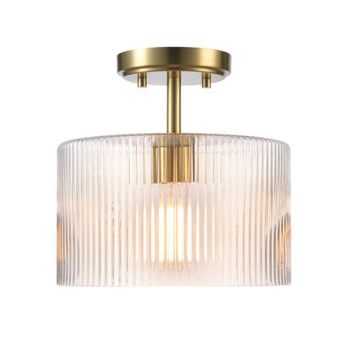 Mercer41 Deshonda 1-Light Matte Brass Semi-Flush Mount Ceiling Light with Clear Ribbed Glass Shade & Reviews - Wayfair Canada