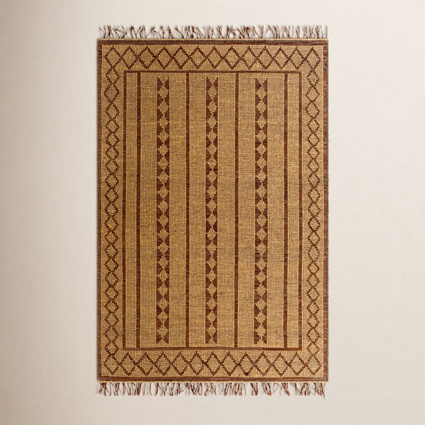 Salvo Moroccan Handmade Flatweave Area Rug in Tan/Dark Brown/Charcoal