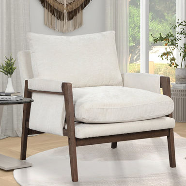 Blerton Mid-Century Modern Velvet Accent Chair,Leisure Chair with Solid Wood and Thick Seat Cushion for Living Room,Bedroom,Studio