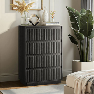 Dejesus 5-Drawer Dresser 27.5"W Single Dresser With Waveform Fluted Panel