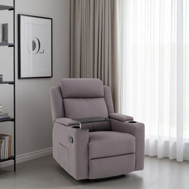 Fabric Vip Home Theater Seating Seats With Cup Holder, Game Movie Theater Chairs Theater Recliner Chair, Side Pocket, Tray Table, Manual Recline
