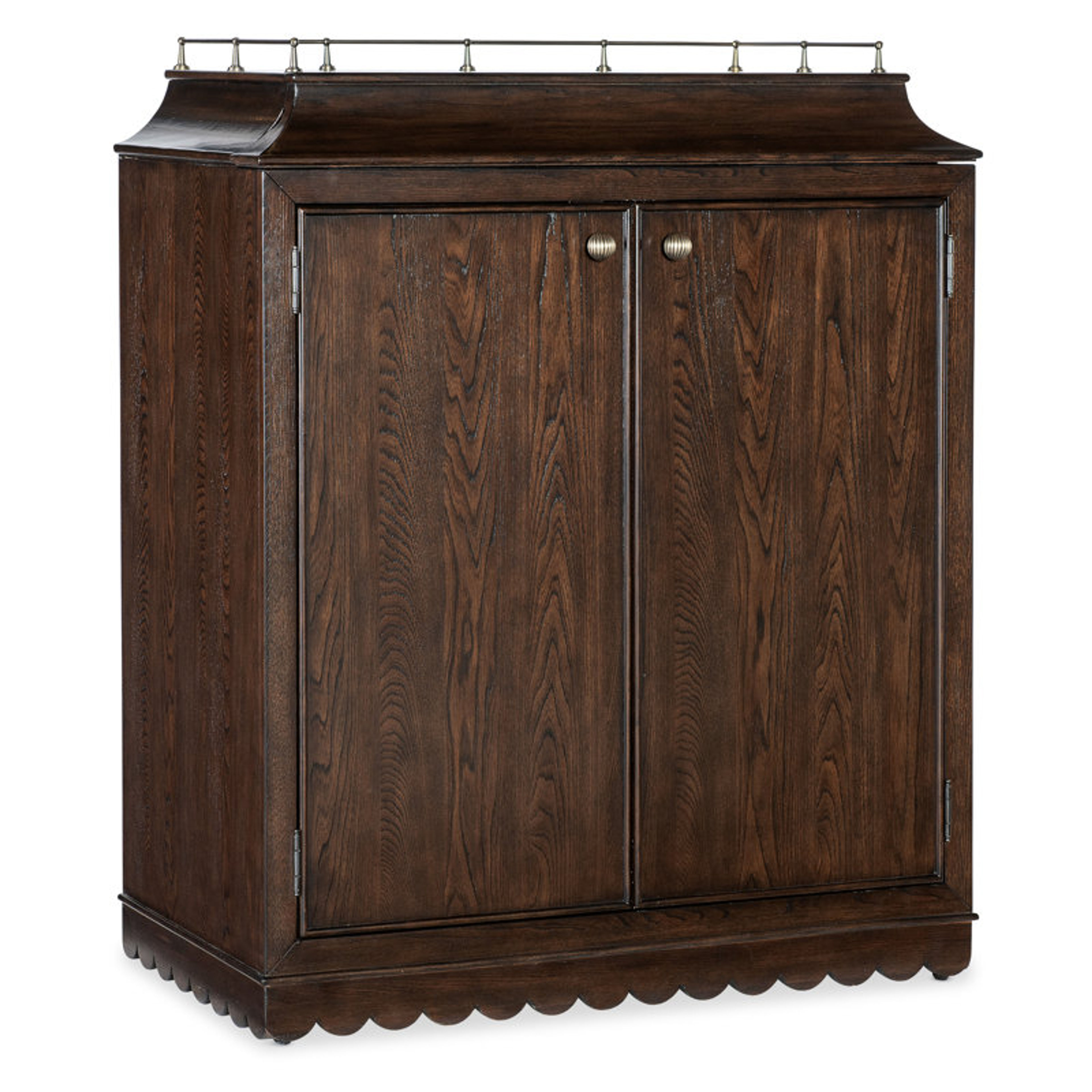 Dukes Bar Cabinet Hooker Furniture Dark Elm Veneer Wine Storage