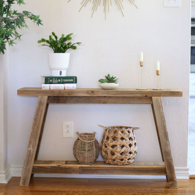 August Grove® The Camden Console – Reclaimed Wood Table With Recessed Top Detail (46x8x28h) | Wayfair