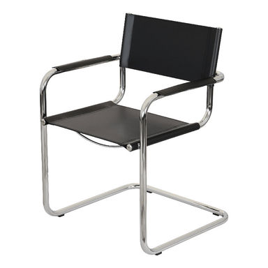 Mart Stam Cantilever Armchair Arm Chair w/ Chrome-Plated Steel Frame (Various Bonded Leather Colours)