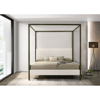 Exceptional Quality - Kilgo Upholstered Queen Canopy Bed Vanilla