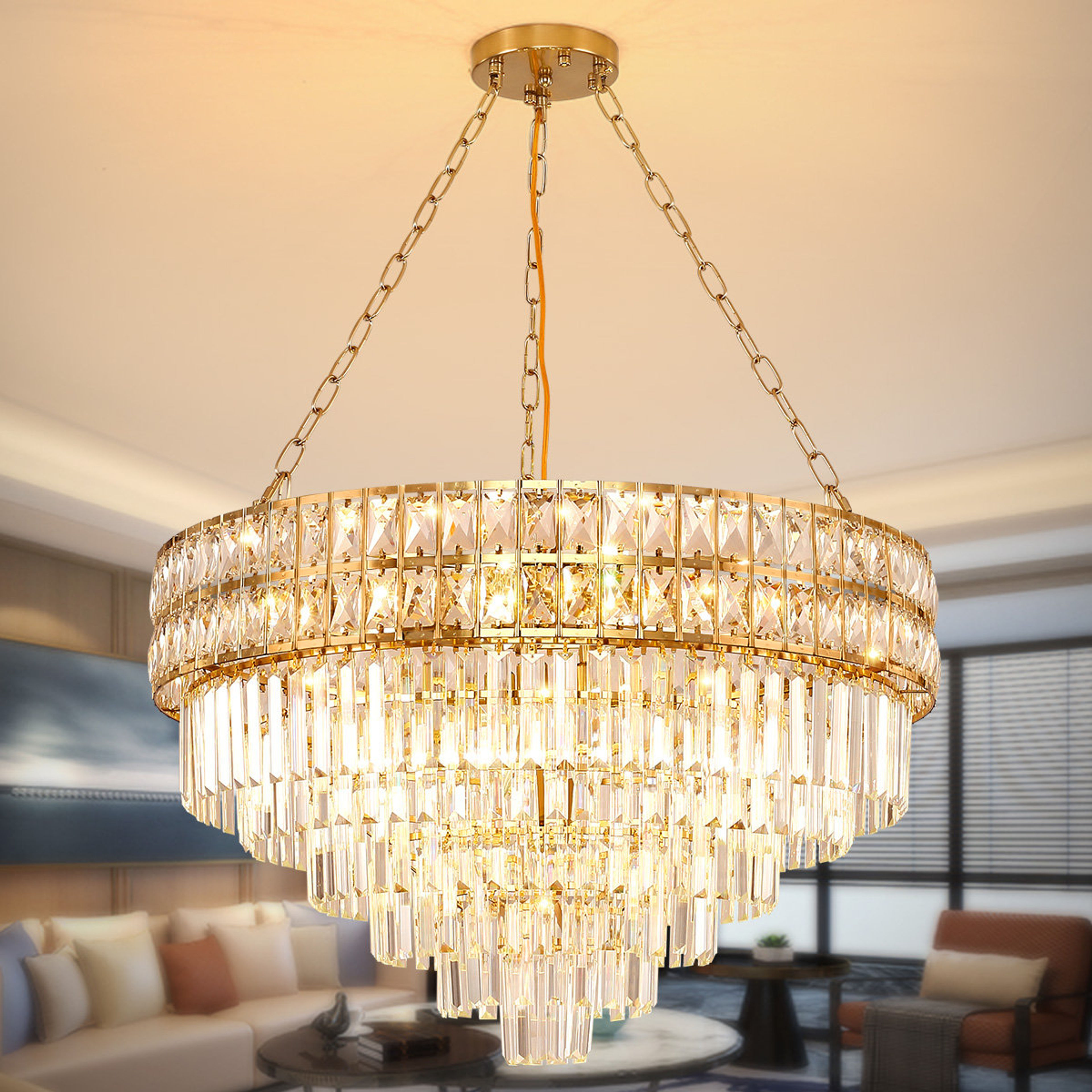 Mercer41 Imma Crystal Empire Chandelier - Elegant Crystal Accents