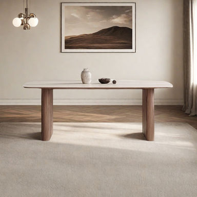 Mid-Century Walnut Dining Table with Rock Board