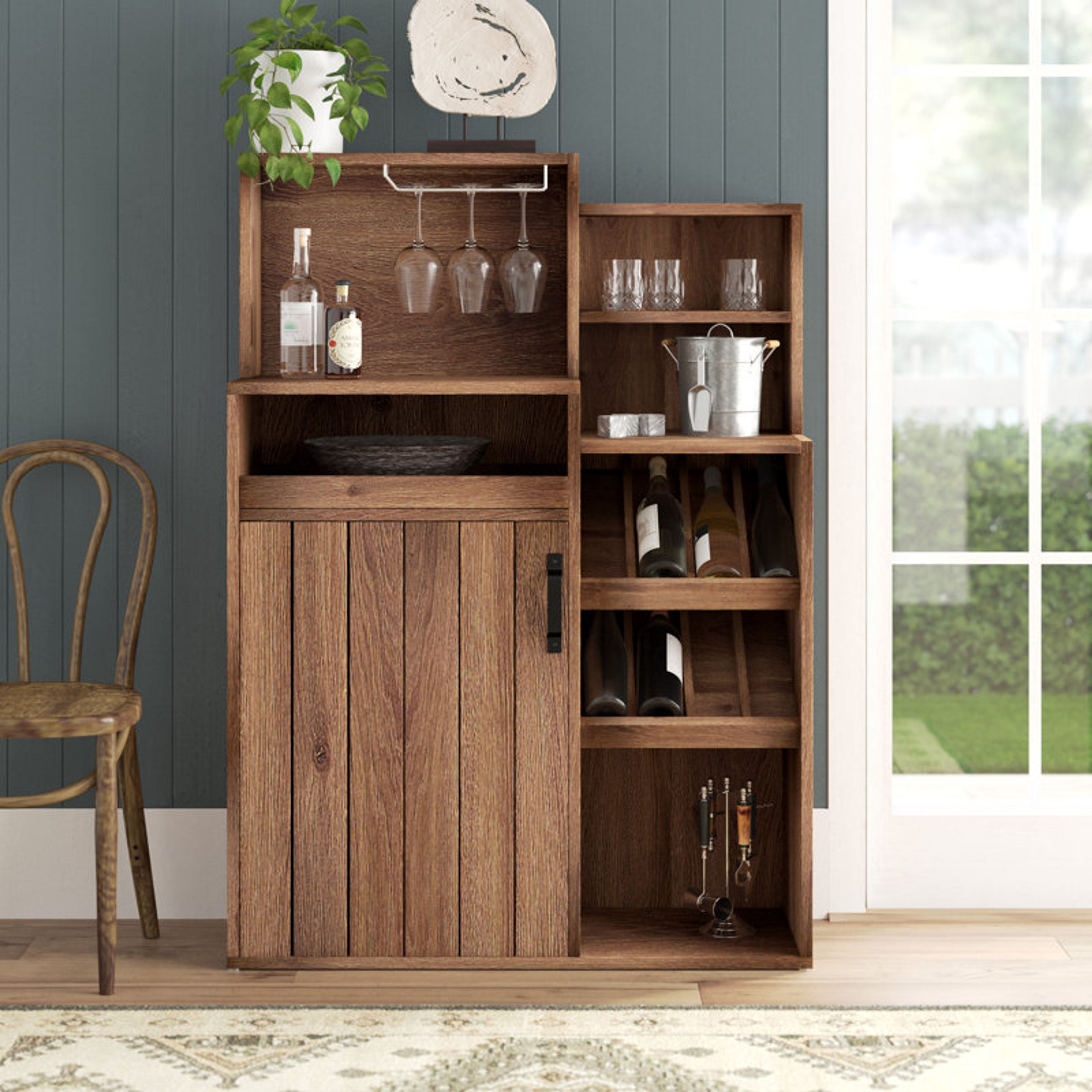 Ameyali 39.37" Rustic Buffet Server with Wine Rack & Storage
