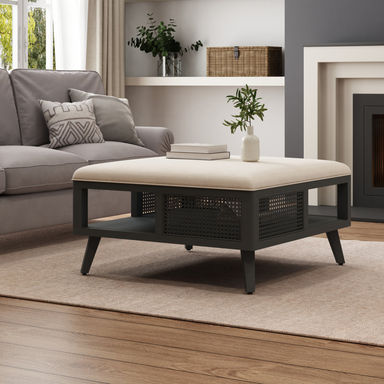 Square Rattan Coffee Table with Storage