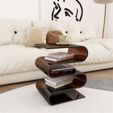 Giesa Transparent Book Shelf Acrylic Personality Side Table,S Shaped Acrylic Side Table