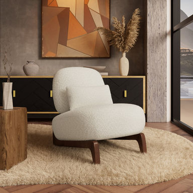 Upholstered Accent Lounge Chair With Wood Leg