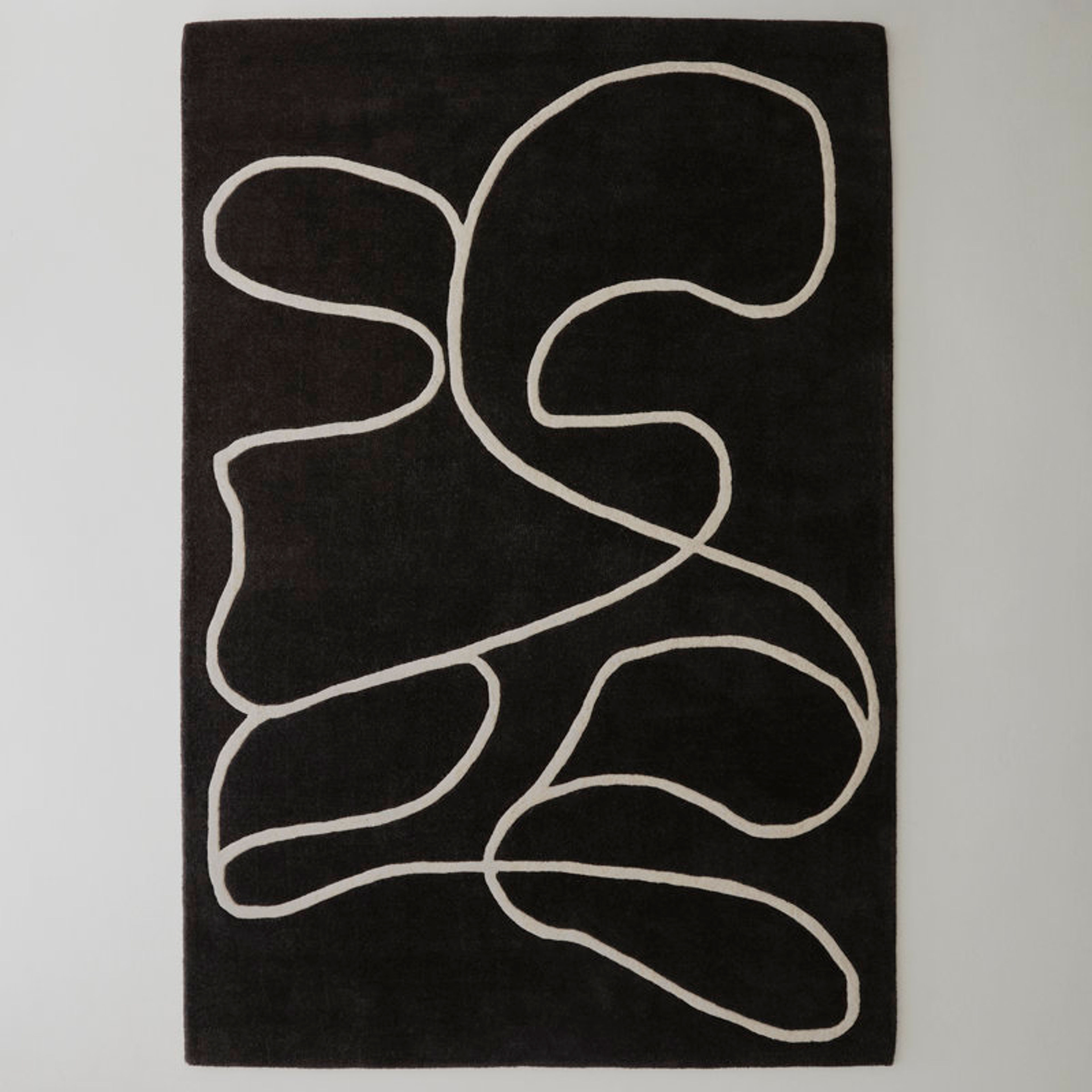Jason Wu Meander Black Wool Area Rug 5x7.5 Modern Design