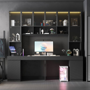Wade Logan® Cantino 90.6'' W Rectangle Computer Desk with Hutch and Cabinet & Reviews | Wayfair