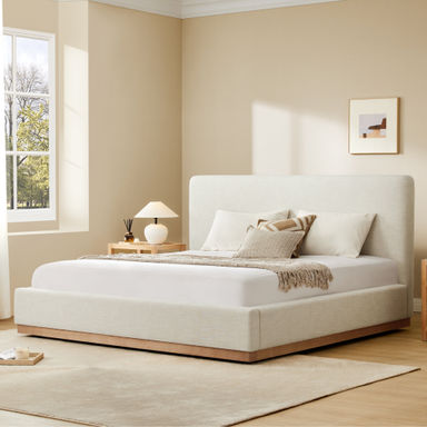 Eterna Grounded Upholstered Wood Base Platform Bed