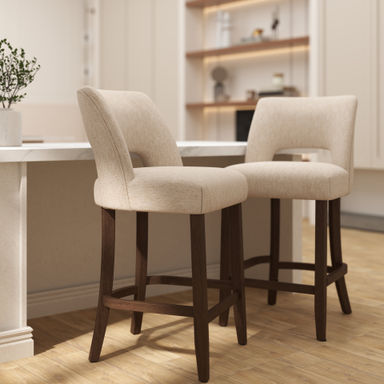 Bisto Upholstered Counter Height Bar Stool with Solid Wood legs