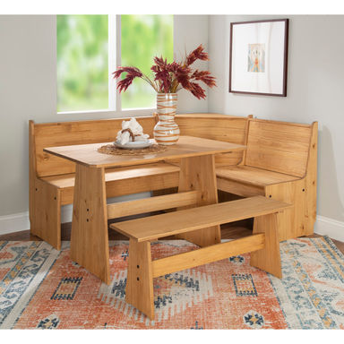 Latitude Run® Altizer 5-Person Solid Pine Wood Corner Breakfast Nook with Hidden Storage & Reviews | Wayfair