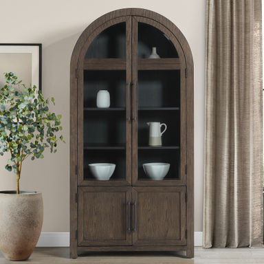 Lark Manor™ Magnolia Curio Cabinet with Glass Display Doors and Hidden Storage | Wayfair