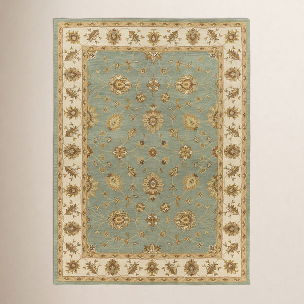 Southshore Green Hand-Woven Oriental Wool Rug
