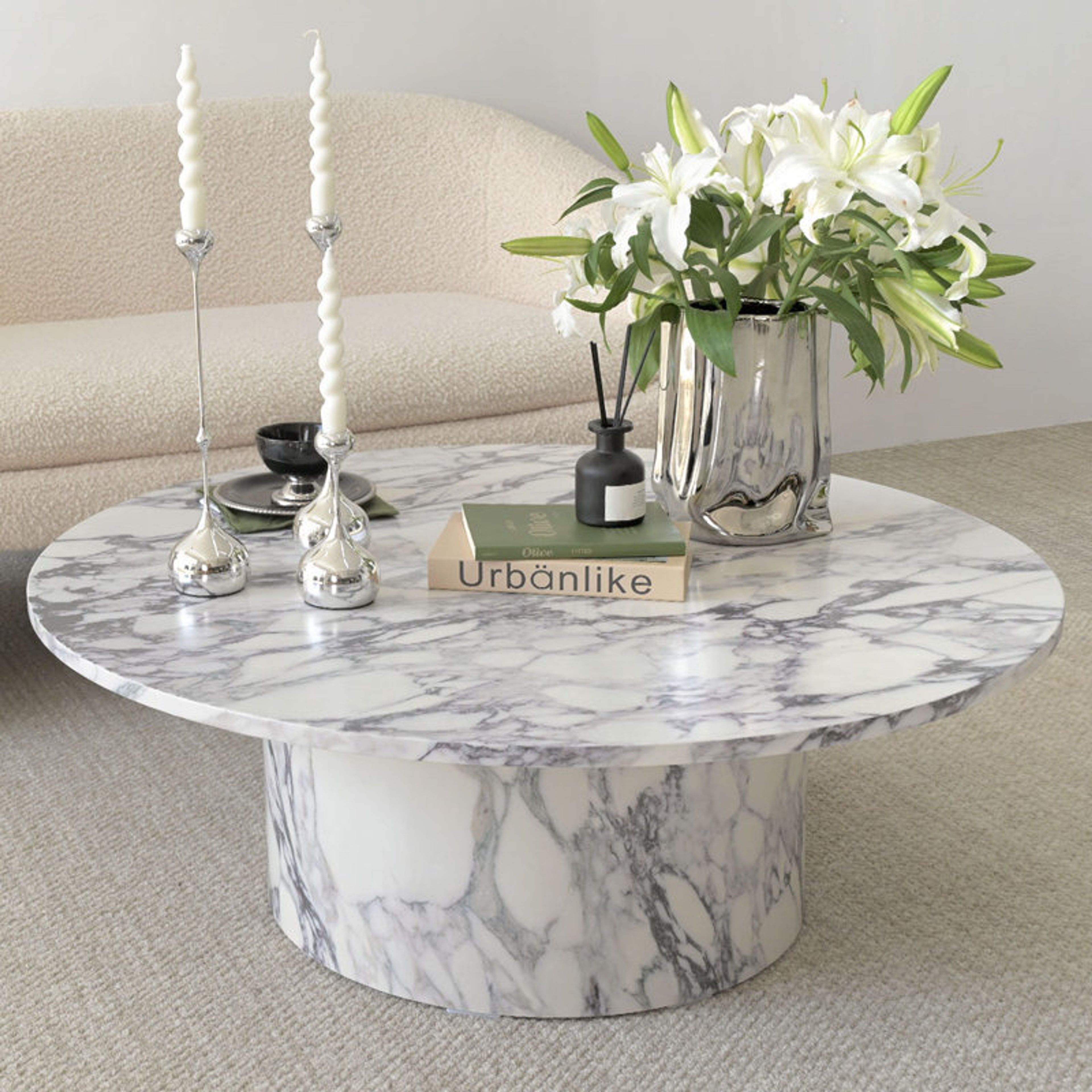 Asherville 40" Faux Marble Round Coffee Table