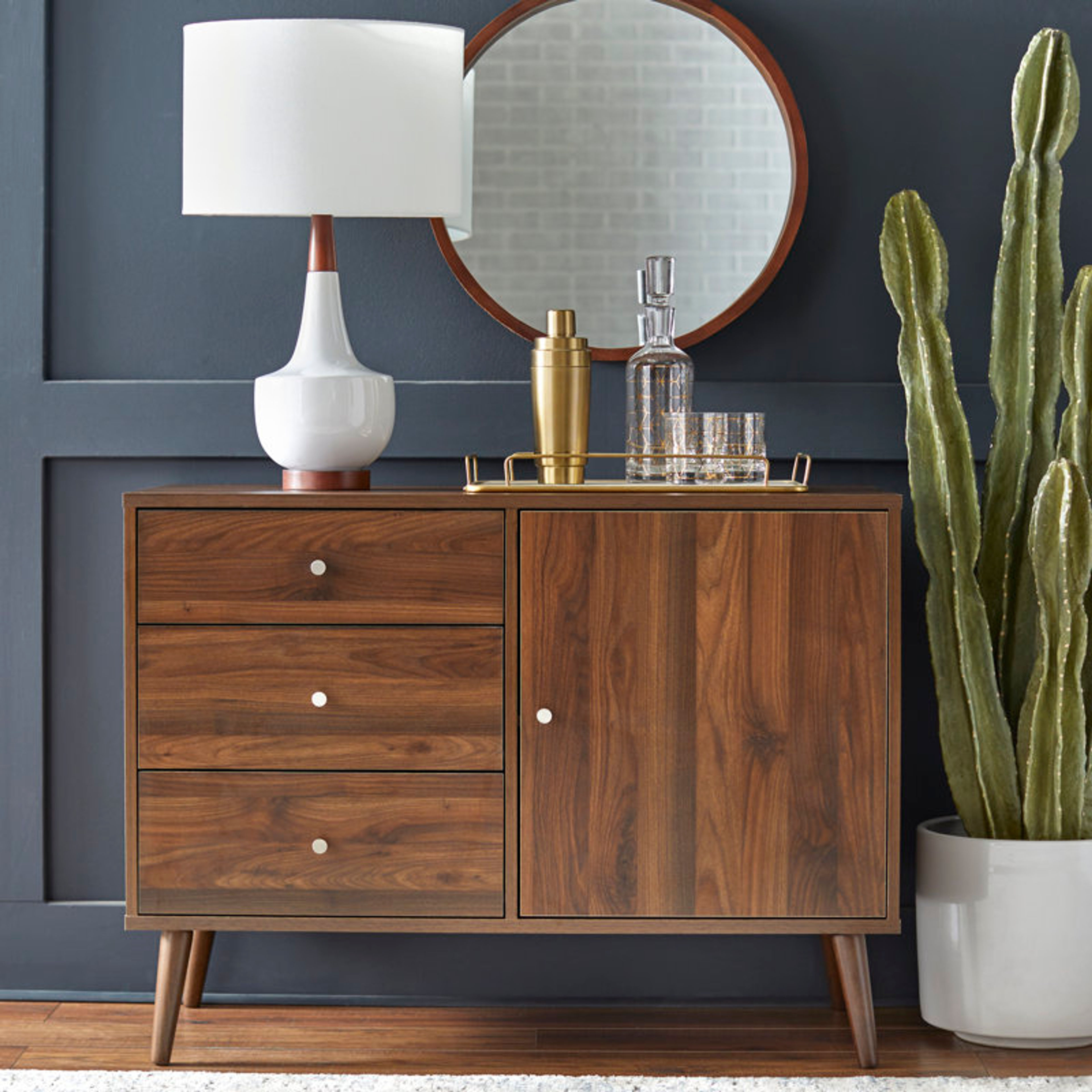 Haya 40.1" Mid-Century Modern 3-Drawer Walnut Server