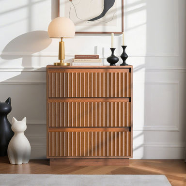 Dejesus 3-Drawer Dresser 27.5"W Single Dresser With Waveform Fluted Panel