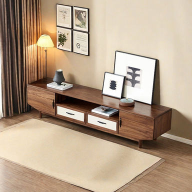 Solid Wood TV Cabinet Walnut