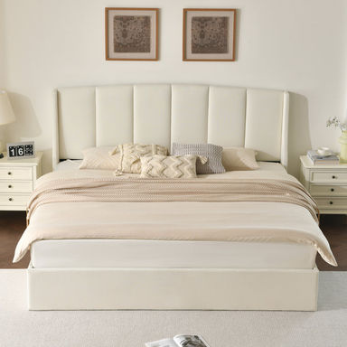 Balynda 46.9” Tall Linen Wingback Hydraulic Lift Up Storage Upholstered Platform Bed