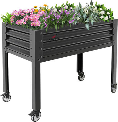 17 Stories Galvanized Raised Garden Bed With Legs,48X24X35In Large Elevated Planter Box On Wheels With Drainage Holes & Reviews | Wayfair