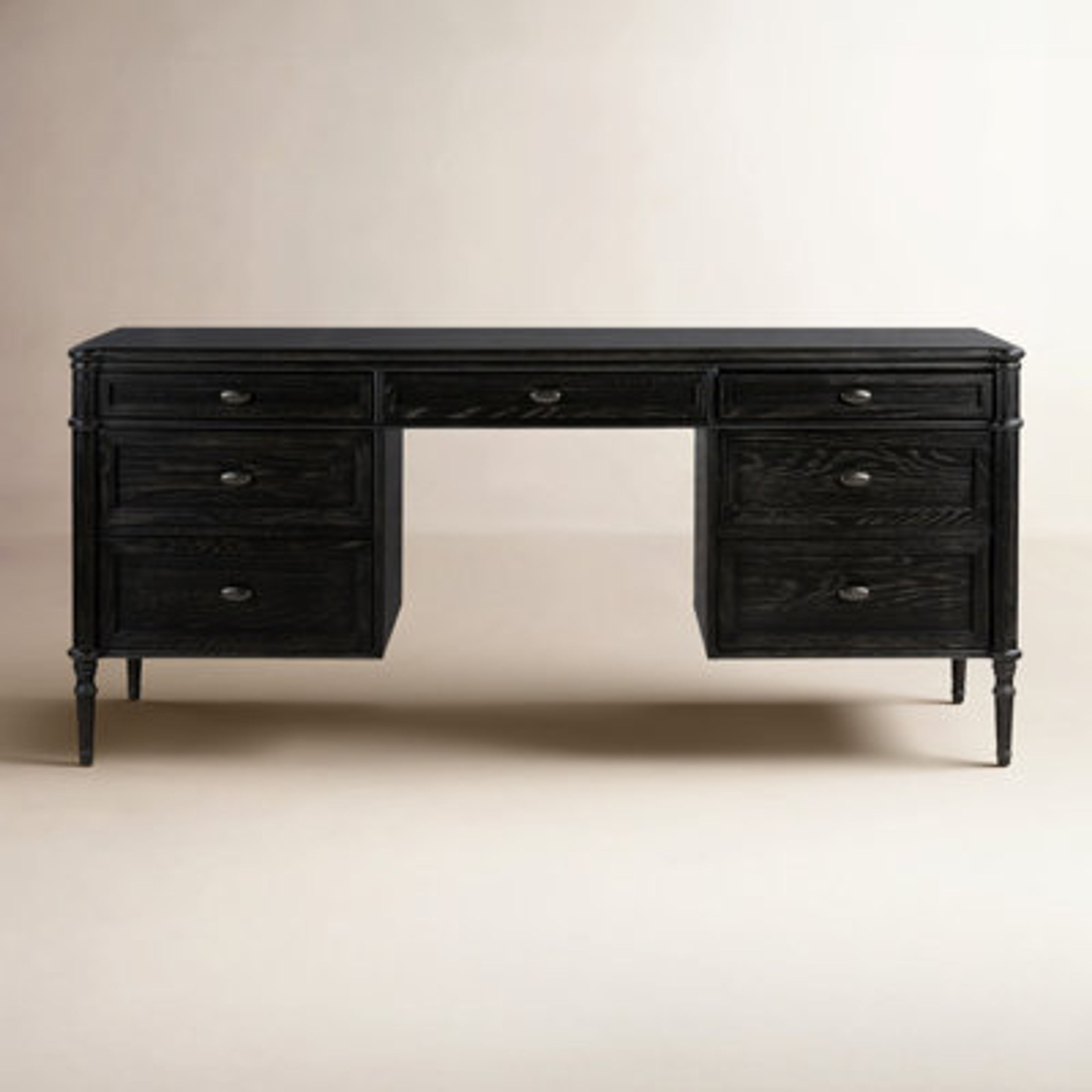 Susie Executive Desk in Distressed Black Oak | Birch Lane