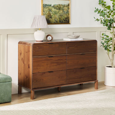 Latitude Run® Catessa Modern Solid Wood Curved Edge 6-Drawer Dresser & Reviews | Wayfair