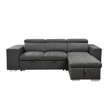 Huratio 102.7'' L Shape Sectional Sleeper Sofa 2 in 1 Convertible Sectional Sofa with Pull Out Bed, Storage Chaise And 2 Stools
