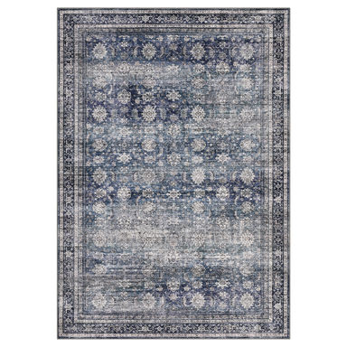 Machine Washable Rug with Rubber Backing for Living Room Oriental Non-Slip Bedroom Rug Floral Faux Wool Runner Rugs for Hallway Kitchen Entryway Laundry