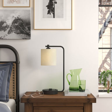 Crewe 19" Black Desk Lamp with USB and Outlet