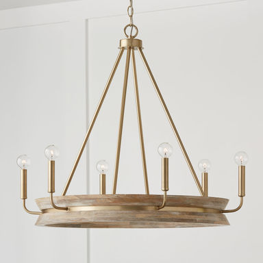 Tisbury 6 - Light Dimmable Wagon Wheel Chandelier