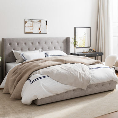 Albertien Lift Up Wingback Upholstered Platform Bed
