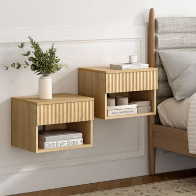 Ebern Designs Drawer Wall-Mounted Nightstand With Open Cubby | Wayfair