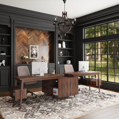 Latitude Run® 110"W Computer Desk 2 Person | Wayfair