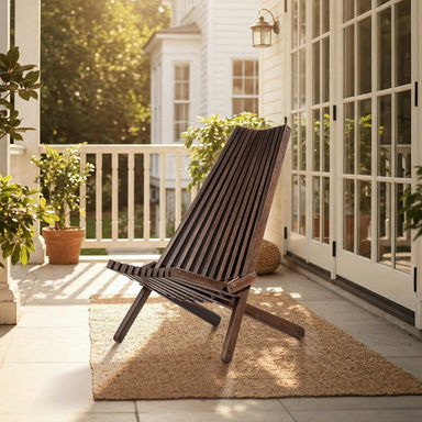 Jahvion Eucalyptus Wooden Folding Portable Adirondack Chair, Weather Resistant, No Assembly