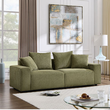 88.58'' Corduroy Uphostery Sofa with Square Arms