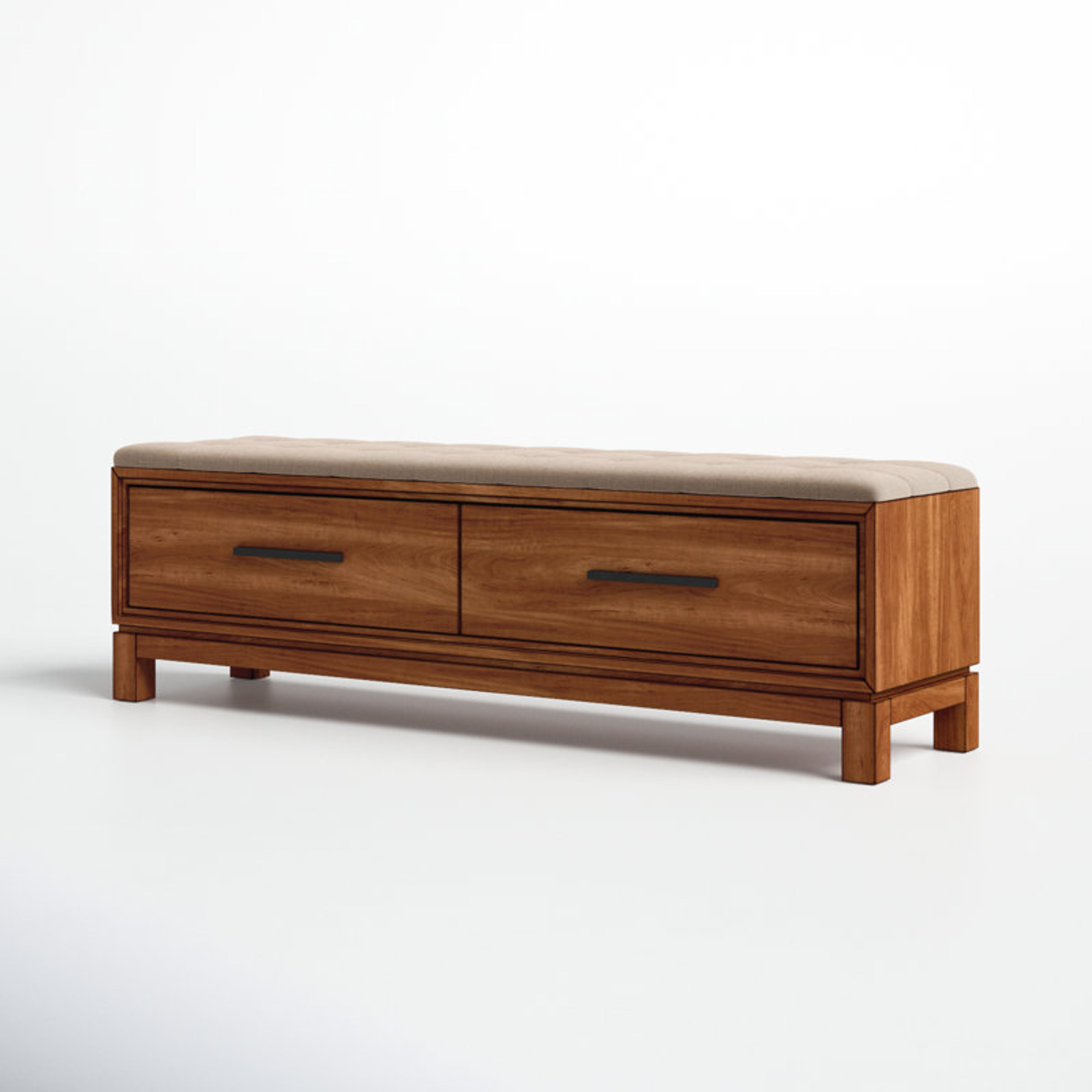 Wrightia Mid-Century Upholstered Storage Bench with Drawers