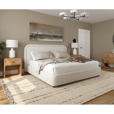 Performance Boucle Fabric Bed with Modern Thick & Smooth Headboard, Meliek