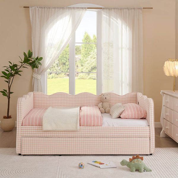 Daybed With Trundle Upholstered Tufted Sofa Bed, Twin Size, Boucle Fabric