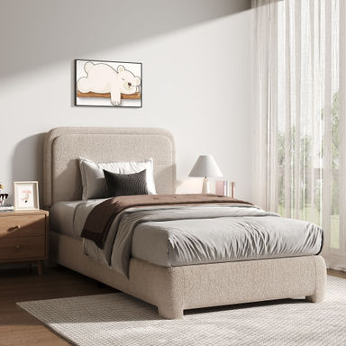 Bensu Boucle Upholstered Platform Bed