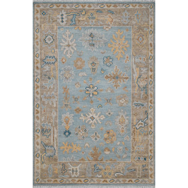 CompanyC Dunes Oriental Hand-Knotted Wool Area Rug in Blue/Brown/Yellow | Wayfair