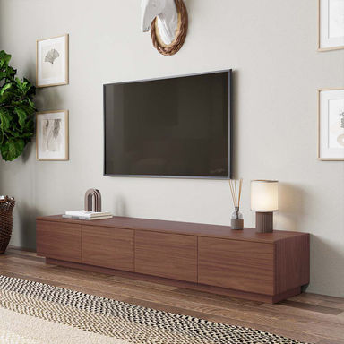 Comerico Modern Wood TV Stands, Minimalist Long Media Console with 4 Drawers