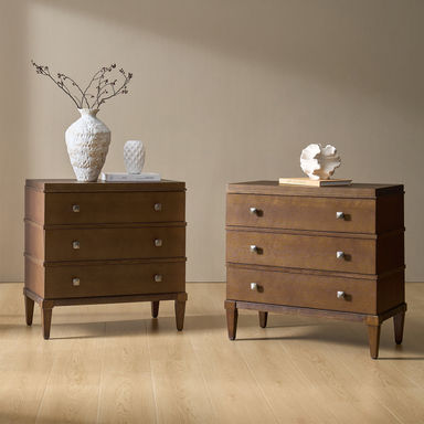 Taesan 28'' H 3-Drawer Nightstand with Built-in Charging Station and Solid Wood Legs (Set of 2)